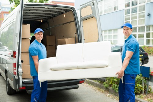 Careful loading of office furniture for a business move