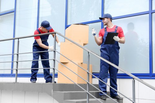Moving team handling household goods during a booked job