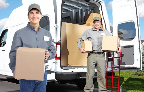 Secured items inside a moving van for safe transport
